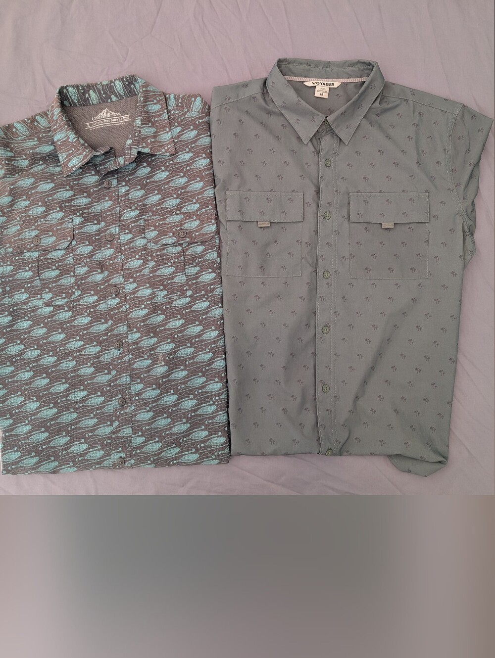 Tommy Bahama Aqua & Gray Short-Sleeve Button-Down Shirts (Set)